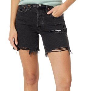 Levi's 501 original high rise denim shorts, black, size 25